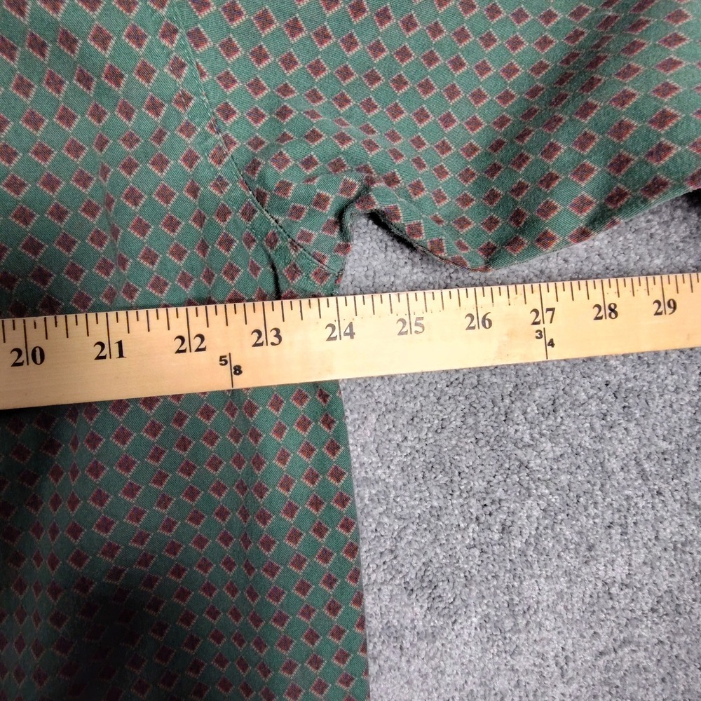 Cinch Button Down Shirt Diamond Print Western Short Sleeve Green Mens Size M - Picture 7 of 9